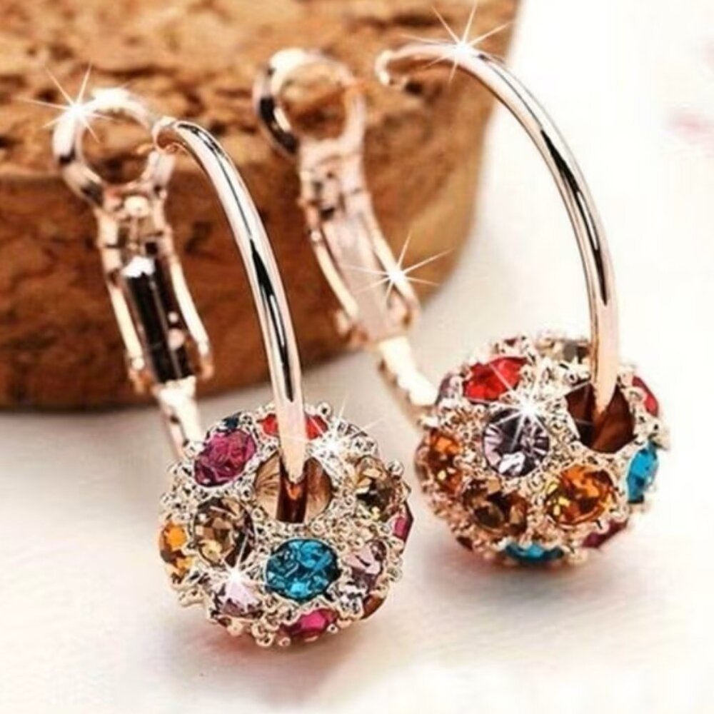 Multi Color Cubic Zirconia Pendant Earrings Z81